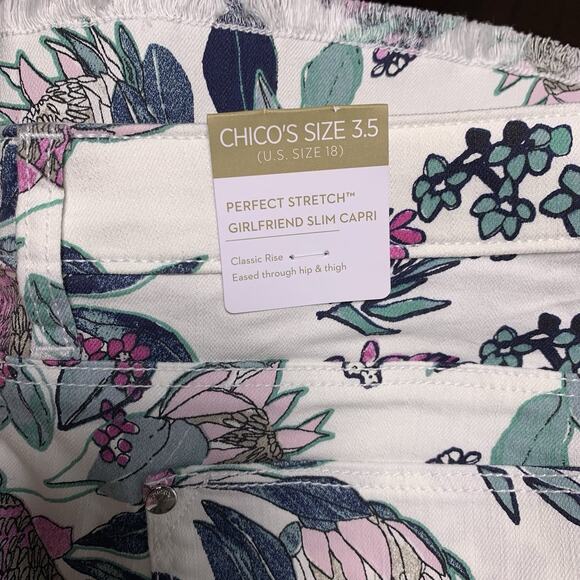 Chicos Capri Womens Size 3.5 (18) Brilliant Bloom Girlfriend Perfect Stretch NWT - Picture 3 of 8